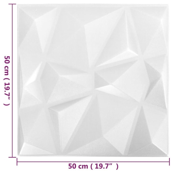 vidaXL 3D Väggpaneler 48 st 50x50 cm diamant vit 12 m² Vit