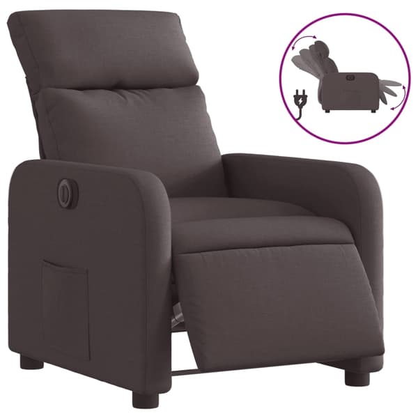 vidaXL Elektrisk reclinerfåtölj mörkbrun tyg Brun