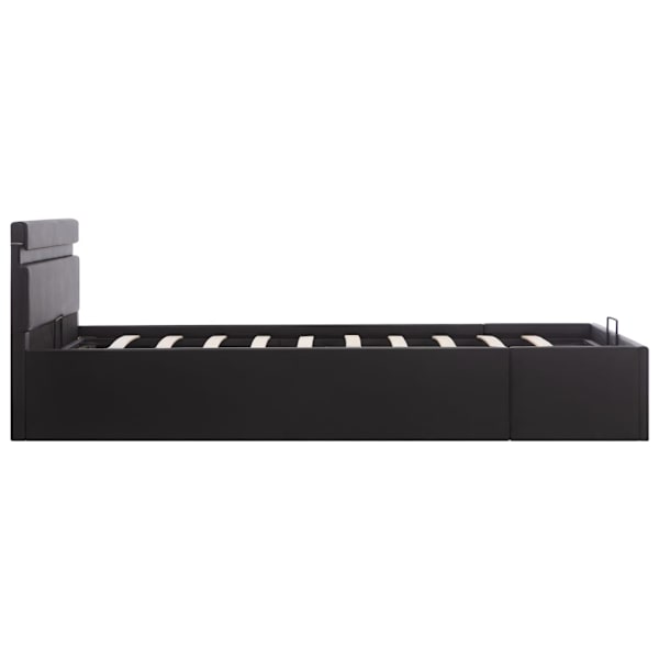 vidaXL Sängram hydraulisk förvaring LED svart konstläder 140x200 Svart