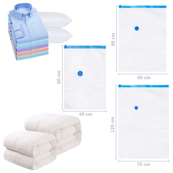 vidaXL Vakuumpåsar till kläder 2 storlekar 10 st Transparent