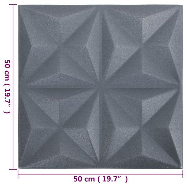 vidaXL 3D Väggpaneler 12 st 50x50 cm origami grå 3 m² grå
