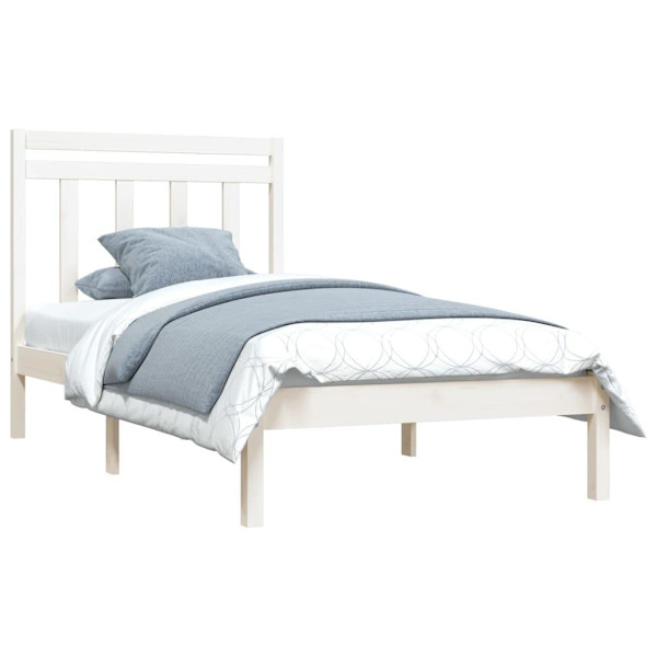 vidaXL Sängram vit massivt trä 90x190 cm Vit
