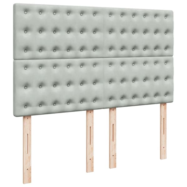 vidaXL Ramsäng med madrass ljusgrå 160x200 cm sammet Grå
