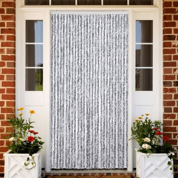 vidaXL Insektsdraperi vit och grå 118x220 cm chenille Vit