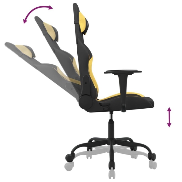 vidaXL Gamingstol med massage svart och gul tyg Gul
