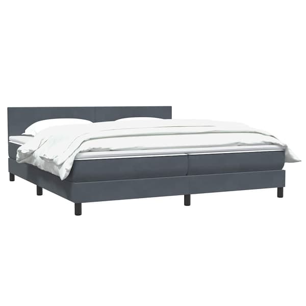 vidaXL Ramsäng med madrass mörkgrå 180x210 cm sammet Grå