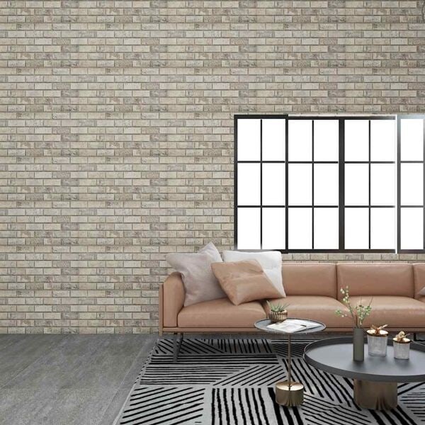 vidaXL Väggpaneler 3D sandfärgat tegel 10 st EPS Beige