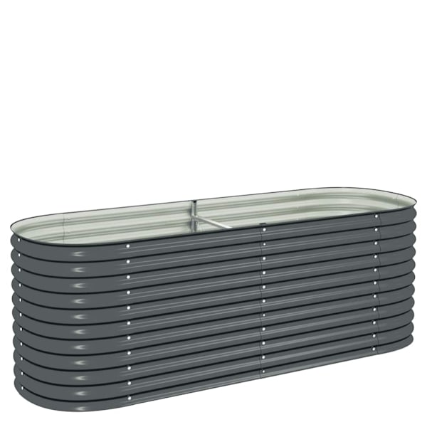 vidaXL Odlingslåda upphöjd galvaniserat stål 240x80x81 cm grå grå