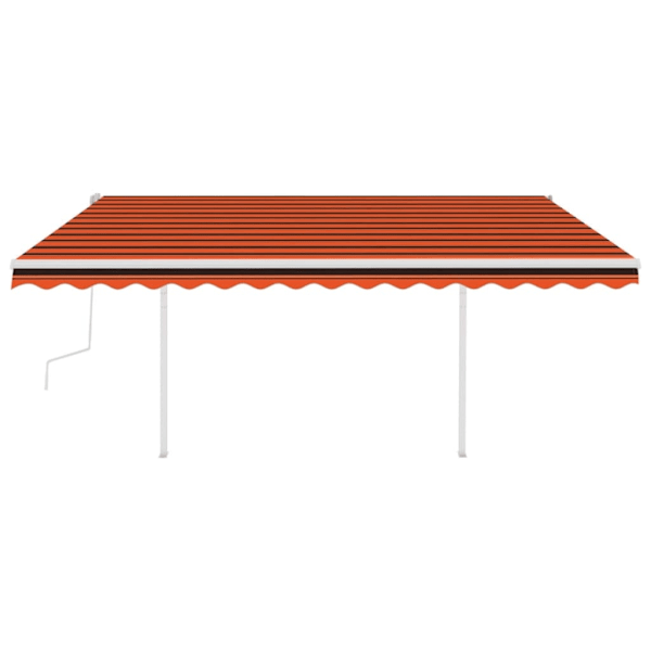vidaXL Markis manuellt infällbar med LED 4,5x3,5 m orange och brun Flerfärgsdesign