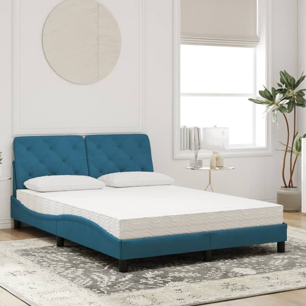 vidaXL Säng med madrass blå 140x200 cm sammet Blå