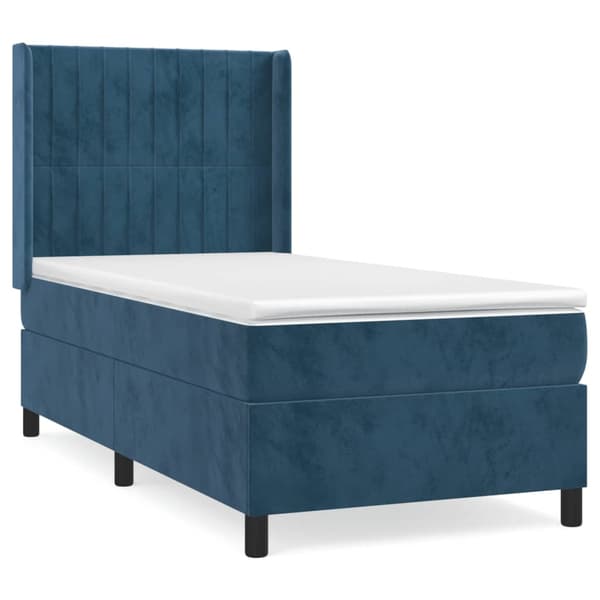 vidaXL Ramsäng med madrass mörkblå 90x190 cm sammet Blå