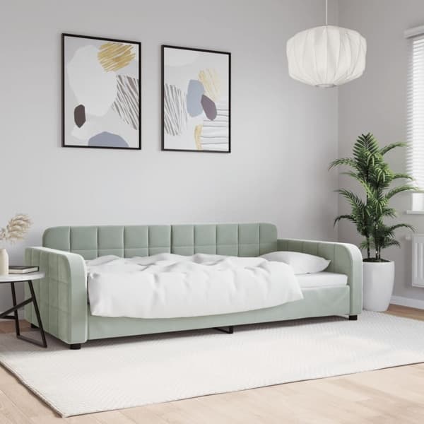 vidaXL Dagbädd ljusgrå 90x200 cm sammet Grå