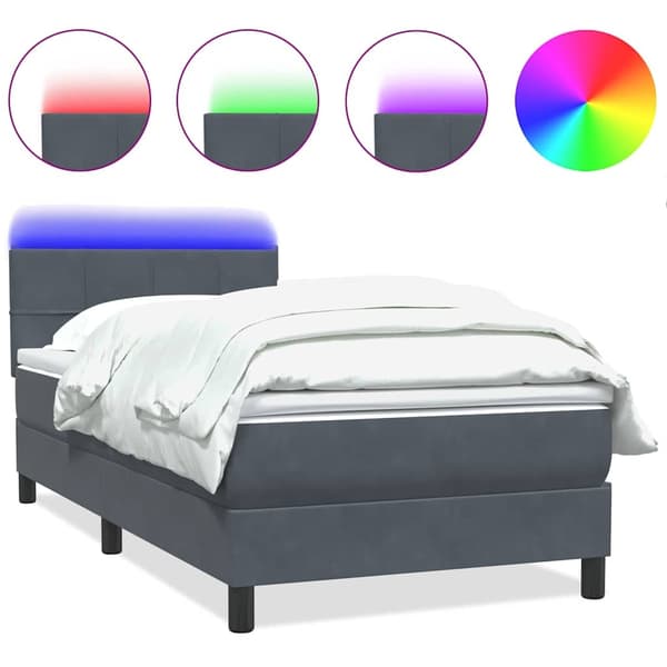 vidaXL Ramsäng med madrass mörkgrå 80x210 cm sammet Grå