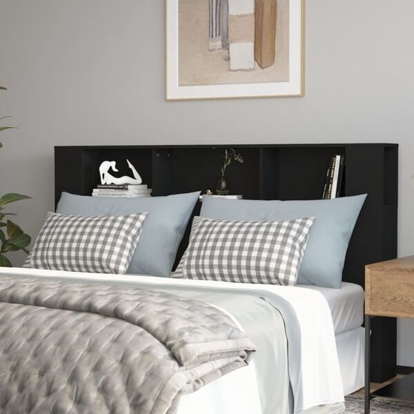 vidaXL Sänggavel med förvaring svart 180x18,5x104,5 cm Svart
