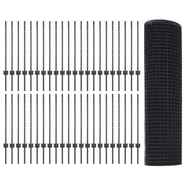vidaXL Svetsat trådgärd med stolpe 100 x 0,8 m (B x H) Grå