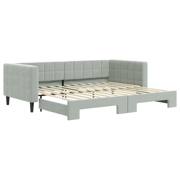 vidaXL Dagbädd utdragbar ljusgrå 90x200 cm sammet Grå