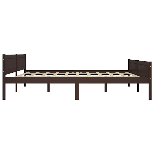 vidaXL Sängram massiv furu mörkbrun 200x200 cm Brun