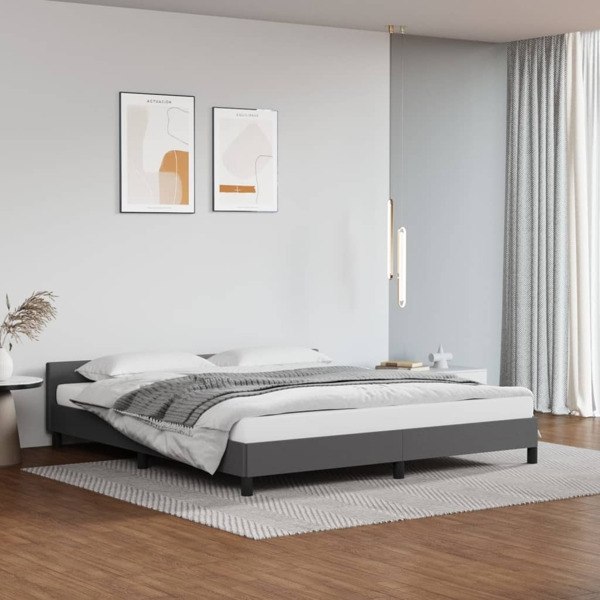 vidaXL Sängram med huvudgavel grå 160x200 cm konstläder Grå