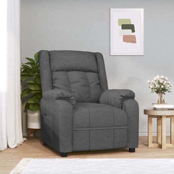vidaXL Reclinerfåtölj mörkgrå tyg Grå