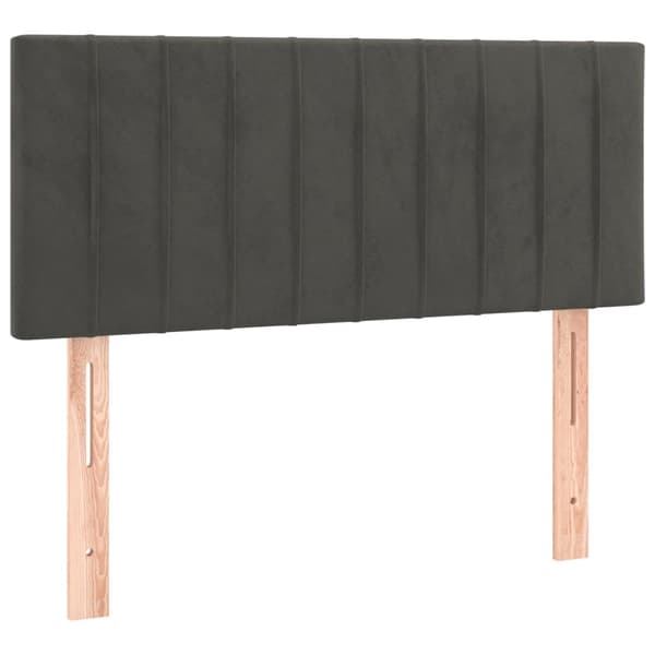 vidaXL Ramsäng med madrass & LED mörkgrå 90x190 cm sammet Grå