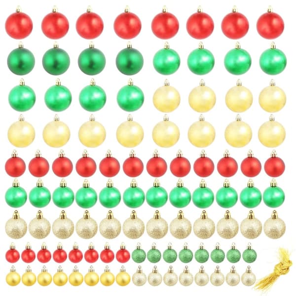 vidaXL Julgranskulor 100 st röd/guld/grön multifärg