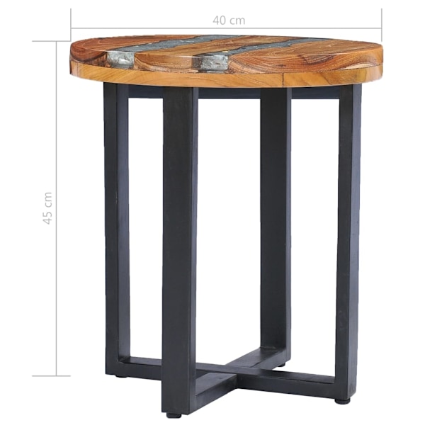 vidaXL Soffbord 40x45 cm massiv teak och polyresin multifärg