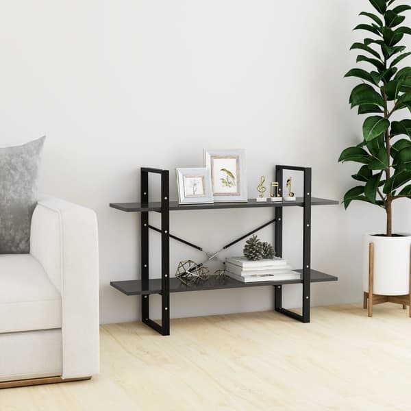 vidaXL Bokhylla 2 hyllplan grå 100x30x70 cm konstruerat trä grå