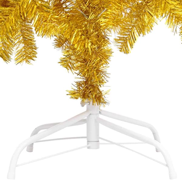 vidaXL Belyst plastgran med kulor guld 150 cm PET Guld