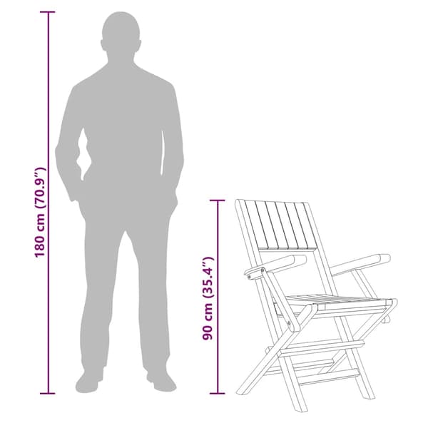 vidaXL Hopfällbara trädgårdsstolar 2 st 55x61x90 cm massiv teak Brun