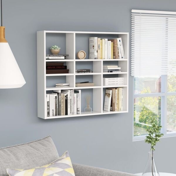 vidaXL Vägghylla vit 90x16x78 cm konstruerat trä Vit
