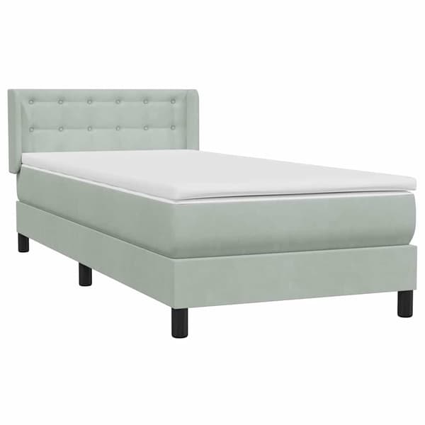 vidaXL Ramsäng med madrass ljusgrå 90x210 cm sammet Grå