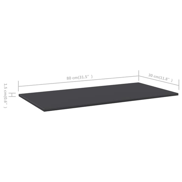 vidaXL Hyllplan 8 st grå 80x30x1,5 cm konstruerat trä grå