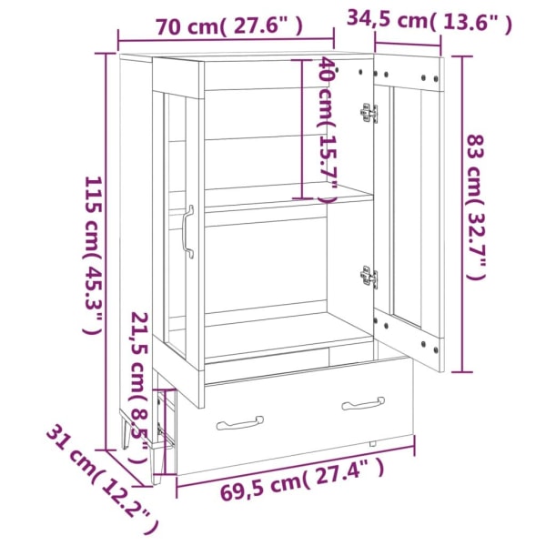 vidaXL Skåp betonggrå 70x31x115 cm konstruerat trä Grå