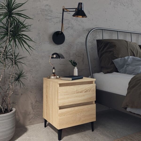 vidaXL Sängbord sonoma-ek 40x35x50 cm konstruerat trä Brun