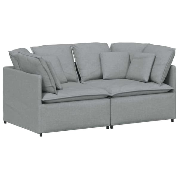 vidaXL Modulsoffa med dynor i tyg ljusgrå Grå