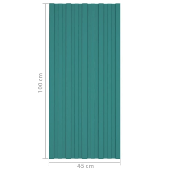 vidaXL Takprofiler 12 st galvaniserat stål grön 100x45 cm Green