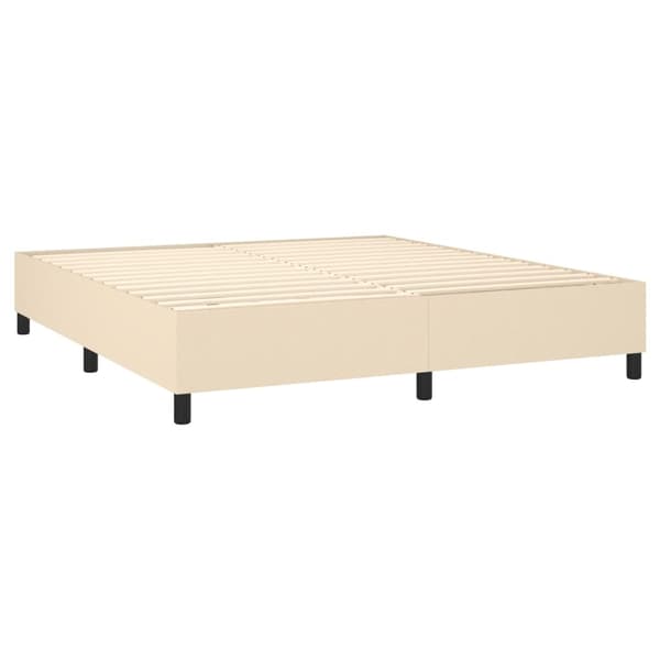 vidaXL Ramsäng med madrass gräddvit 180x200 cm tyg Kräm