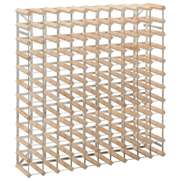 vidaXL Vinställ för 120 flaskor massiv furu Beige