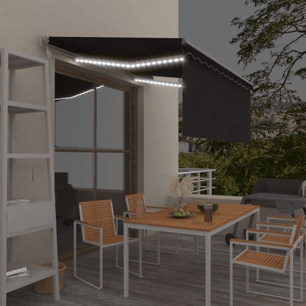 vidaXL Automatiserad markis vindsensor rullgardin LED 3x2,5m antracit Antracit