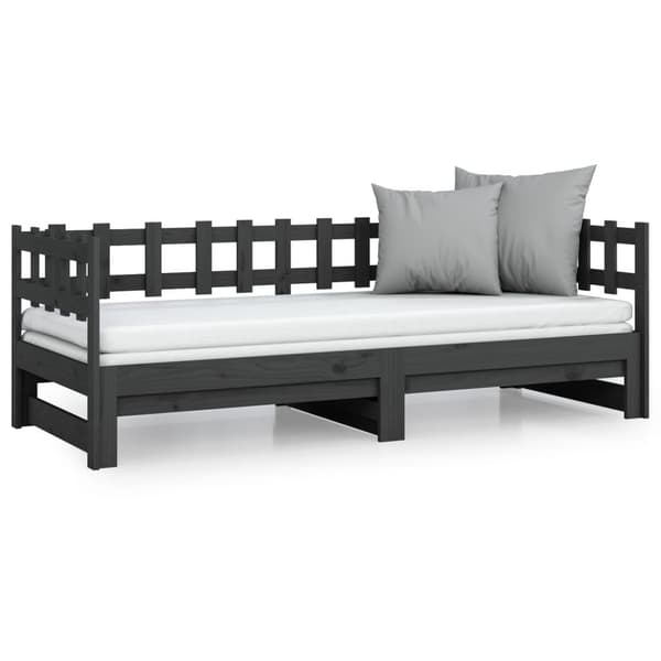 vidaXL Utdragbar dagbädd grå 2x(90x200) cm massiv furu Grå