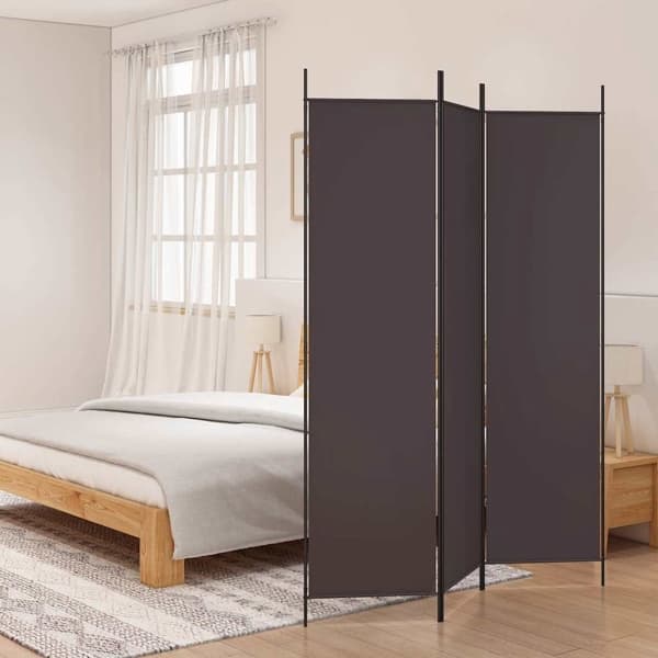 vidaXL Rumsavdelare 3 paneler 150 x 200 cm brun tyg Brun