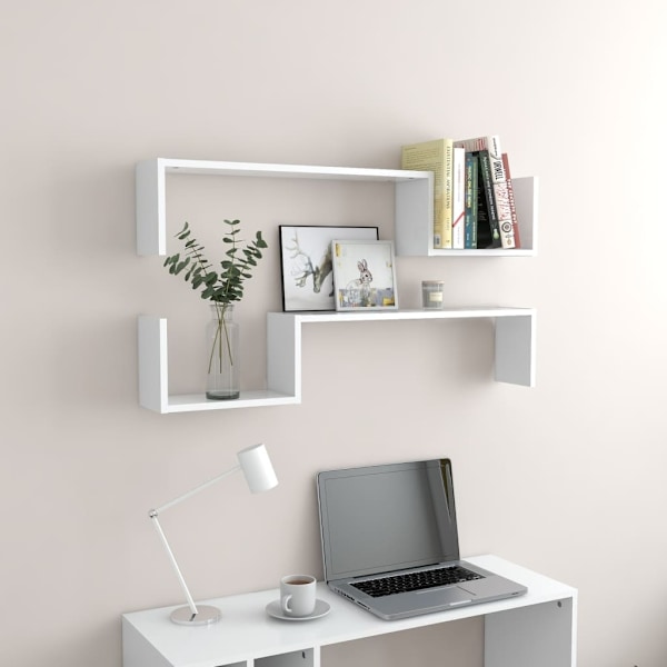 vidaXL Vägghyllor 2 st vit 100x15x20 cm konstruerat trä Vit