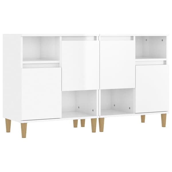 vidaXL Skänk 2 st vit högglans 60x35x70 cm konstruerat trä Vit