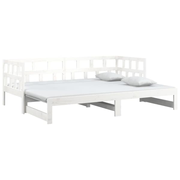 vidaXL Bäddsoffa vit massiv furu 2x(90x200) cm Vit