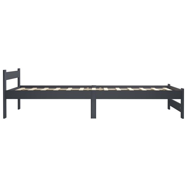 vidaXL Sängram mörkgrå massiv furu 90x200 cm grå