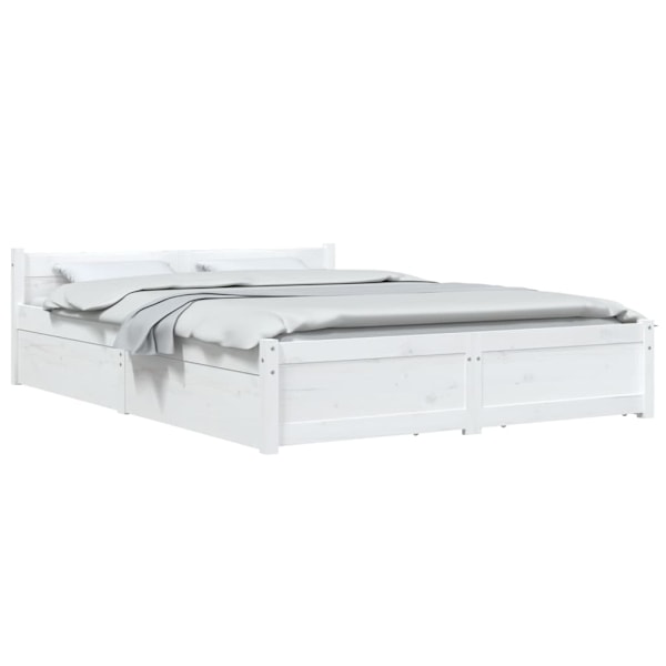 vidaXL Sängram med lådor vit 140x200 cm Vit