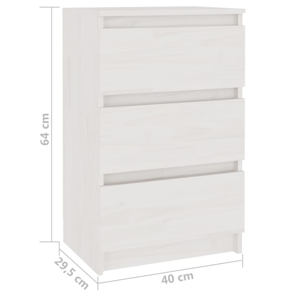 vidaXL Sängbord vit 40x29,5x64 cm massiv furu Vit