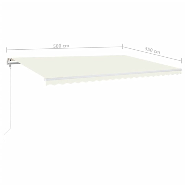 vidaXL Automatisk markis med vindsensor & LED 500x350 cm gräddvit Creme
