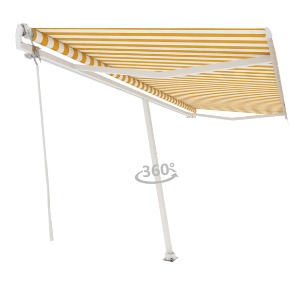 vidaXL Fristående markis automatisk 500x300 cm gul/vit Gul