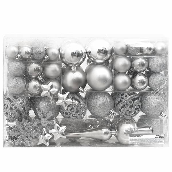 vidaXL Julgranskulor 111 delar silver polystyren Silver